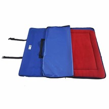 NEW Pet Travel Bed 43 x 33 in blue &amp; red water resistant cover w/ zipper, handle - £19.94 GBP