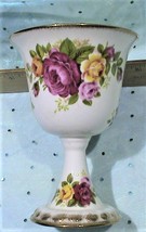 Newhall Fine Bone China &#39;Cottage Rose&#39; Goblet w/ Gold Gilding - $21.95