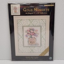 Dimensions Gold Nuggets Honey Jar Floral 8&quot; x 10&quot; Cross Stitch Kit 35100 - £51.68 GBP