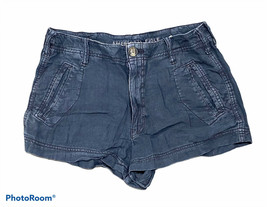 Woman&#39;s American Eagle Blue Linen Blend Shorts Bottoms Junior Size 6 - £14.01 GBP