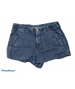 Woman&#39;s AMERICAN EAGLE Blue Linen Blend Shorts Bottoms Junior Size 6 - $24.72 CAD