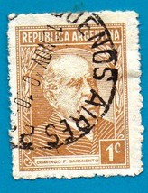 Used Argentina Postage Stamp (1935) 1cent Domingo Sarmiento Scott Cat# 419 - £2.35 GBP