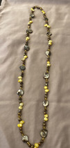 Vintage Necklace 34” Beaded Brown Yellow Gray - £4.95 GBP