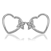 Heart Flower Earrings Cartilage Piercing CZ Daith Helix Lobe Annealed  - Pair - £11.04 GBP