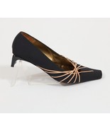 DKNY  Faille Pumps Unique Square Toe Slim Stacked Heels US 7M Made in Spain - $19.79