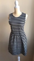 J Crew Womens Sleeveless Striped Dress Black Cream Cotton Blend Sz M Pre... - $12.95