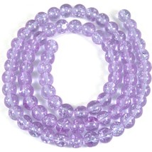 Violet Crackle Glass Round Loose Beads 6mm 1 Strand - £12.57 GBP