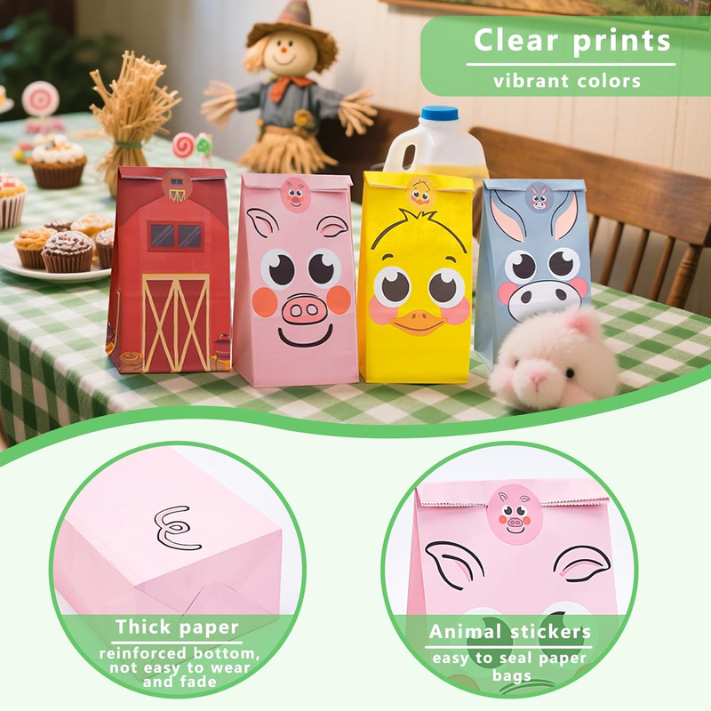 Lovestown 32 Pack Animal Goodie Bags, 4.7X3.1X8.7 Inches Cute Party Favor Bags f Item image 5