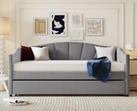 Twin Size Daybed With Trundle And Wood Slats Support, Upholstered Sofa B... - $546.99