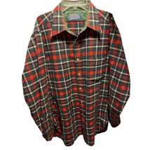 Pendleton VTG Men’s Medium Red Plaid Long Sleeve Button Down Wool Flannel Shirt - £38.25 GBP