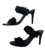 Joie Poppi High Heel Fringe Slide Sandals Black Suede Size 8.5 Open Toe ... - €26,42 EUR