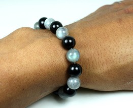 Black Tourmaline Bracelet - Labradorite Bracelet - Emotional Balance - Protectio - £23.92 GBP