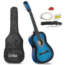Blue Beginners Acoustic Guitar With Guitar Case Strap Tuner And Pick - £63.12 GBP