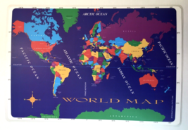 Learning Educational WORLD MAP Placemat 1996 Children&#39;s Vintage 17.5&quot; x 12&quot; - £11.92 GBP