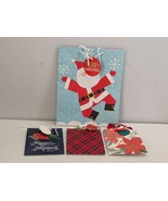 Lot of 4 Hallmark Santa Happy Holidays Poinsettia Small Medium Gift Pape... - $180.07 MXN