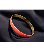 Vintage Crown Trifari Bangle Bracelet Red Enamel Gold Tone 8 1/2&quot; - $16.15