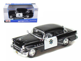 1955 Buick Century Police Car Black White 1/26 Diecast Car Maisto - £27.92 GBP