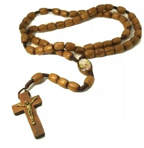 Mens Wooden Rosary Beads Necklace, San Lázaro, babalu aye Rosario St. La... - $12.75