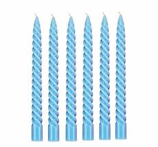 Paraffin Wax Blue Spiral Candles Stick Taper Smokeless Dripless Scented Twisted  - £15.81 GBP