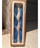 Vintage Fiamma Candles Blue Swirl Twisted 10” Pair Unlit Italy - $11.11