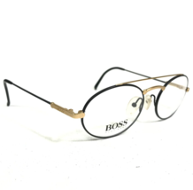 Vintage HUGO BOSS Brille Rahmen 5144 91 Schwarz Gold Rund Draht Felge 51-19-140 - £58.28 GBP