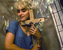 Madonna 1980&#39;S Smiling Pose Holding Cross With Jesus On It 16X20 Canvas ... - £54.81 GBP