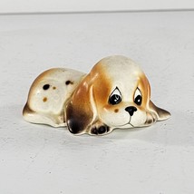Vintage Napco Basset Hound Puppy Dog Miniature Figurine Kitsch Beagle Lying Down - $14.99
