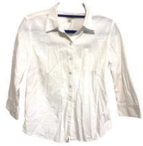 LL Bean S White Woman&#39;s Button Down Collared Long Sleeve Shirt Top Blouse - €12,81 EUR