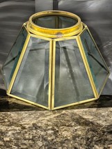 Vintage 8 Panel Brass and Beveled Glass Replacement Shade Globe 5.25&quot; Tall - $39.58