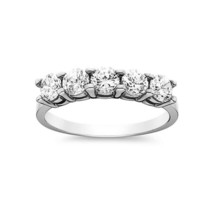 5 Stone Moissanite 3 Ct Wedding Anniversary Band Ring White Gold Plated Silver - $80.70