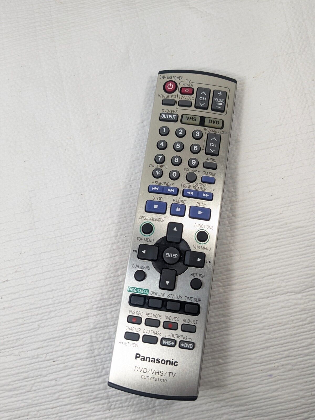 Panasonic EUR7721X10 Remote Control DVD VHS TV silver Genuine OEM TESTED WORKS - $30.00