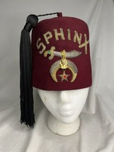 Vintage Gemsco Shriners Hat With Tassel sphinx Red Sword Moon Insignia In Bag - £19.90 GBP