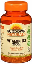 Sundown Naturals Super Potency Vitamin D3, 2000 IU, Value Size, 350 Softgels - £19.13 GBP
