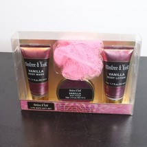 New Elmtree &amp; York Vanilla Body Lotion/Wash/Scrub &amp; Loofah Travel Size Gift Set - £3.95 GBP