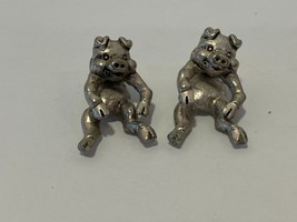 Fashion Jewelry Silver Metal Pig Piglet Piggy Earrings with Movable Head &amp; Arms - £5.07 GBP