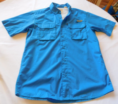 Red Head Brand Men&#39;s Short Sleeve Button Up Shirt Size M medium Blue Shi... - £23.18 GBP