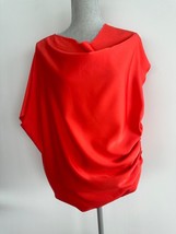 Lanvin draped asymmetric red silk Satin blouse top sz us 10 FR 42 - £114.56 GBP