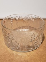 Vintage Clear Flora Bowl Nuutajarvi Oiva Toikka For Iittala Glass Finland 7 3/4&quot; - £38.93 GBP