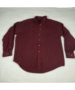 Van Heusen Long Sleeve Brushed Cotton Flanel Plaid Red Black 16 1/2 Cowb... - $14.88