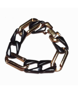  Vintage NAPIER Navy Blue Gold Tone Enamel 7&quot; Chain Link Bracelet EUC - $17.53 CAD