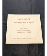 Original 1942 Dated Events World War Map ~ Colorful ~ Hardware Store Copy - £62.65 GBP