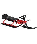 Kids Snow Sled with Steering Wheel and Double Brakes Pull Rope-Red - Col... - $116.12