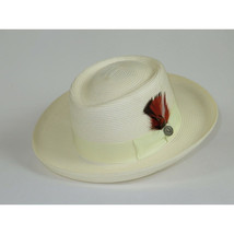 Men Bruno Capelo Braid Straw Style Spring Hat Wide Brim GAMBLER GAMS205 Ivory image 3