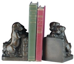 Bookends Bookend TRADITIONAL Lodge Puppies Peering Over Fence Dogs Resin - $199.00