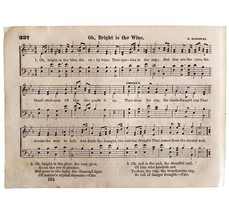 1865 Bright Is The Wine Victorian Sheet Music Small Page Happy Voices PC... - $24.99