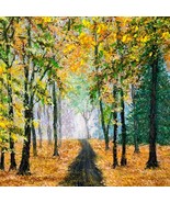 Falling into Autumn, 9 x 12 Acrylic Painting, Fall Theme Landscape Artwork - £90.72 GBP