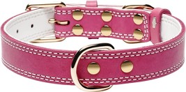 STG Genuine Leather Soft Padded Pink Unisex Dog Collar For Medium And Large Dog - £29.18 GBP+