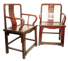 Antique Chinese Ming Arm Chairs (5923)(Pair), Cypress/Elm Wood, Circa 1800-1849 - $1,108.08