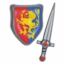 2pc Inflatable Sword &amp; Shield Costume Prop Medieval Crest Armor Knight N... - $221.76 MXN