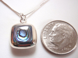 Reversible Mother of Pearl and Abalone 925 Sterling Silver Pendant - £7.89 GBP